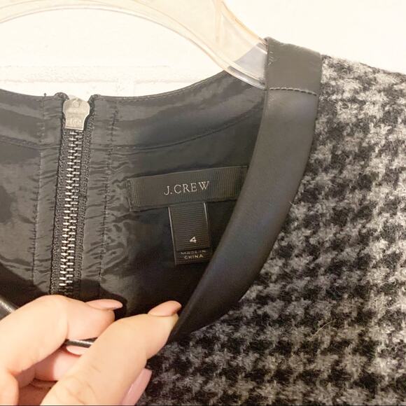 J. Crew Black Wool Houndstooth Side Panel Dress Size 4 - Picture 6 of 10